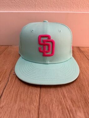 New Era San Diego Padres Mint Green Fitted Hat with Pink Logo